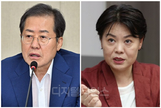 홍준표 대구시장(왼쪽)과 윤희숙 전 국회의원. <디지털타임스 DB, 연합뉴스>